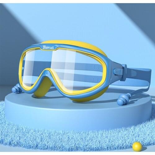 Childrens Swimming Goggles Boys Girls Waterproof Anti-fog HD Big Frame Swimming Goggles With Earplugs One-piece Set