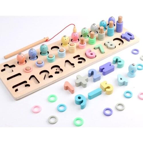 Childrens early education puzzle wooden toys digital cognition fishing blocks boys and girls baby Preschool Outdoor Toys