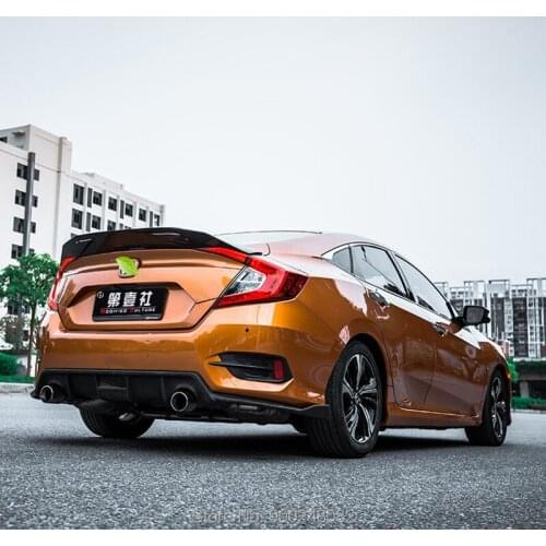For Honda Civic 2016 -2018 ABS Plastic Unpainted Color Rear Roof Spoiler Wing Trunk Lip Boot Cover Car Styling