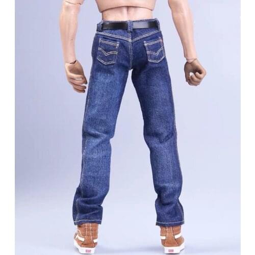 For Collection 1/6 Scale Mens Jeans Slim Straight Stretch Casual Long Pants Clothes Model for 12'' Male Action Figure Accessory