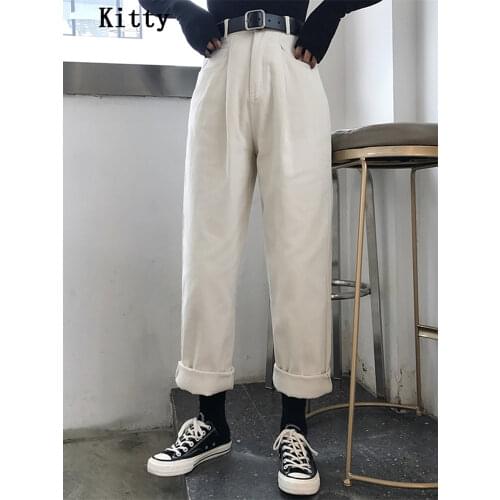 Alien Kitty Loose High Waist Thin Women Pants 2020 Spring Autumn Femme Fashion Simple Casual Solid Pant Girls All-Match Fresh