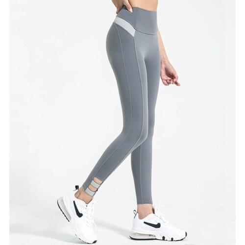 Autumn New Color Contrast Patchwork Women Yoga Pant Foot Mouth Hollow Sport Running Breathable Tight Gym Stretch Fitness Legging