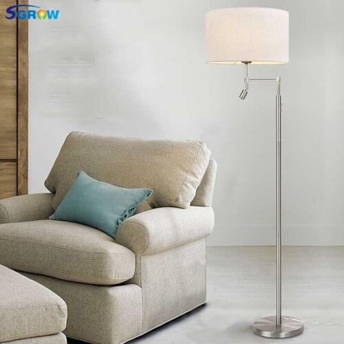 SGROW Fabric Lampshade Floor Lamps Main Sub Lamp Independent Control Standing Lights Fixture for Bedroom Living Room Study Room