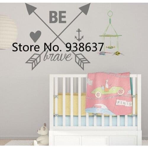 House Rule Be Brave Wall Stickers Nursery vinilos paredes Paper Heart Wall Decal for Bedroom Kids Room Perfect Quality ZB408