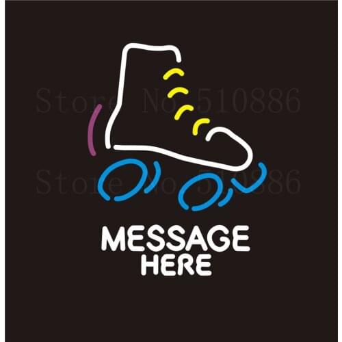 NEON Sign Pulley Club Real GLASS Tube Bar Roller skates PUB Restaurant Signboard Display Store Shop Light Custom 17*14"