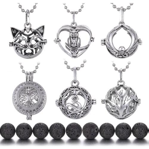 New Lava Stone Diffuser Necklace for Women Pregnancy Balls Lockets Aromatherapy Essential Oil Diffuser Necklace Mexico Ball