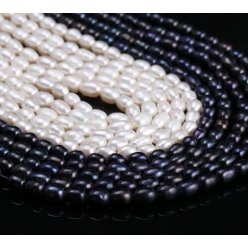 New White Black Rice Pearl Beads Simple And Stylish Party Jewelry Gift Pearl Size 3-4mm
