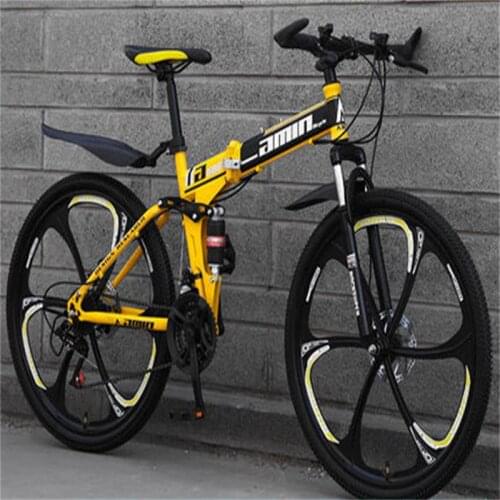 One Round Mountain Bike Adult Bicycle Fast Folding Off Road Sports Car Double Shock Men and Women Students Speed Racing