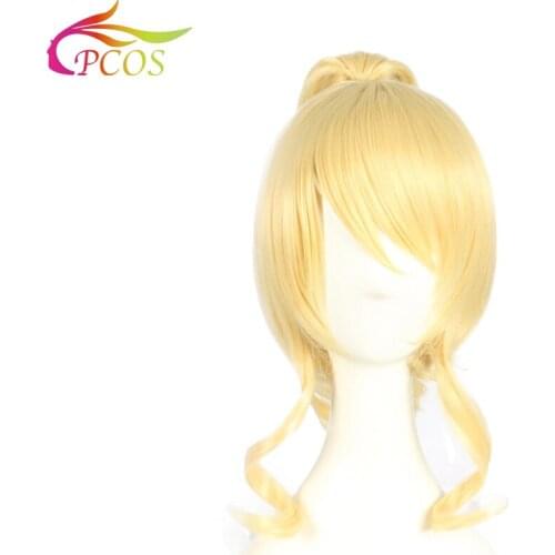 LoveLive!School idol project Ayase Eli cosplay Split type wigs Golden Claw clip type horsetail anime wigs