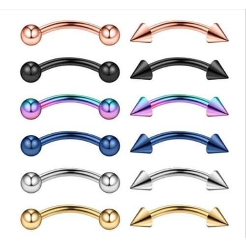 12pcs Eyebrow Piercing Stainless Steel Banana Piercing Ring Lip Earrings Nipple Piercings Punk Unisex Body Piercing septum