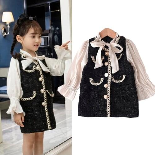 2-8Y Princess Kids Little Girls Dress Outfits Ruffles Long Sleeve Patchwork Bowknot A-Line Dress For Autumn Spring