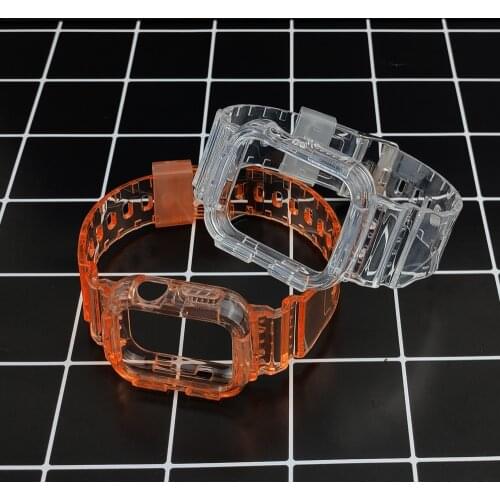 Transparent Strap for Apple Watch 6 Bands 40mm 38mm with case Cute Crystal Clear Wristband for iWatch SE 6 5 4 3 2 1 42mm 44mm