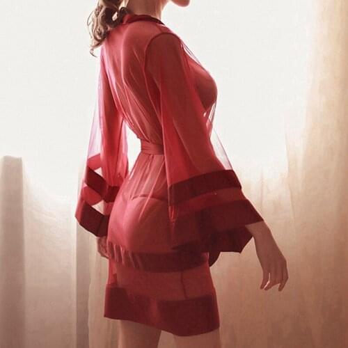 Sexy Lace Women Robes Lingerie See-though Bathrobe Sleepwear Bridesmaid Kimono Robes Plus Size Ladies Gowns Black