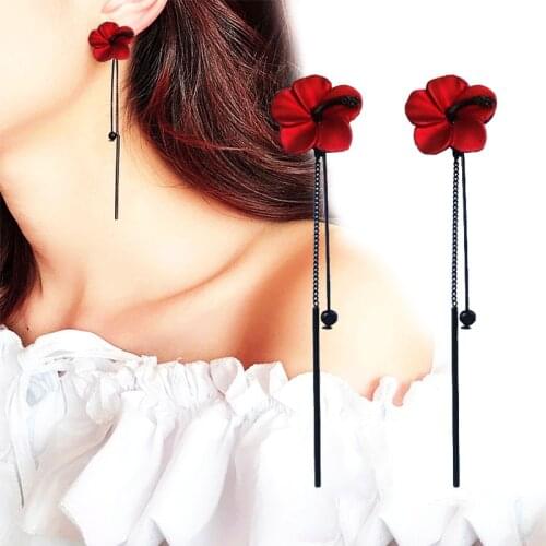 Koreas New Super Fairy Butterfly Flower Earrings Net Red Sweet Earrings Trend Long Tassel temperament pendant style lady earr