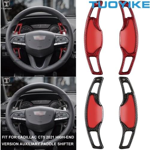Car Styling Real Carbon Fiber Central Steering Wheel Shifter Paddle Auxiliary Extenesion For Cadillac CT5 2021 High-end Sport