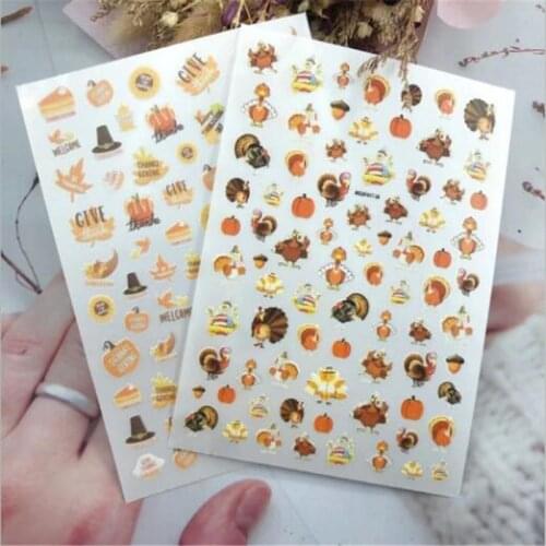 Fashion Hot Selling Dry Nail Stickers Pumpkin Nail Art Nail Decals Nail Ornament Nail Decor