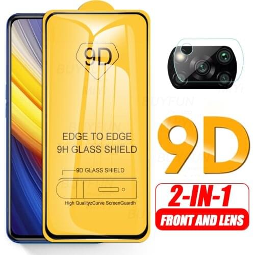 2-in-1 Camera Protector Cover For Little Poko Poco X3 X 3 NFC M3 M 3 Pro 5G Glass 9D Full Glue Tempered Glas Toughened Lens Film