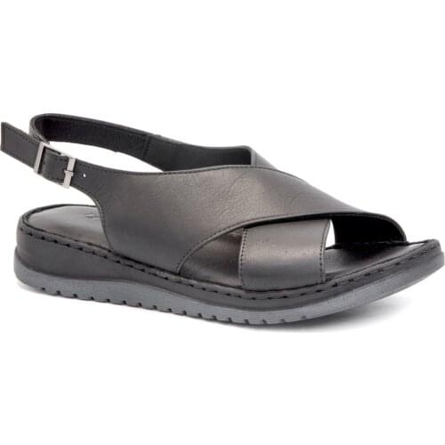 Gedikpasalı Asy 603 Black Women 'S 2021 Summer Sandals Orthopedic Genuine Cow Leather Business Lift Padding Casual Use Hiking