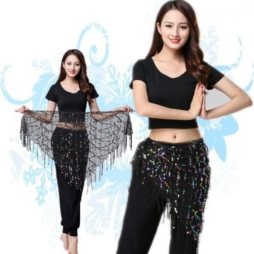 2021 Fashion New Style Belly Dance Costumes Mesh Sequins Tassel Belly Dance Hip Scarf for Women Belly Dancing Belts Female