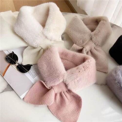 Winter Scarves Women Faux Rabbit Fur Collar Scarf Warm Luxury Spring Fashion Ring Plush Neck Snood Scarf PJ110