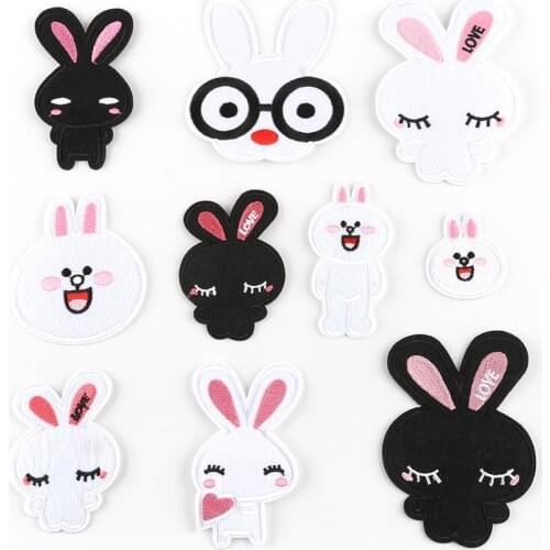 10 pcs cartoon Rabbit pattern DIY clothes sew ironing Embroidered patch girl child clothing stickers accessories patches