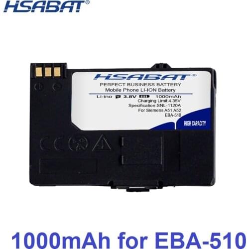 100% Original HSABAT 1000mAh EBA-510 Battery For Siemens A51 A52 A55 A56 A57 A60 A62 A65 A75 C55 C56 C60 C61 C70 C71 A70 S55