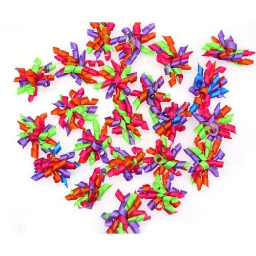 100PC/Lot Colorful Ribbon Bows Hot Roll Hair bows Rubber Bands For Dog Party Grooming Hair Bows Accessories Dog Supplier