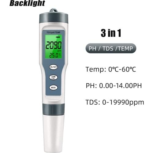 3 in 1 TDS PH Temperature Meter Tester Digital PH Pocket Water Quality Tester for Drinking Water Hydroponic Aquariums 50% off