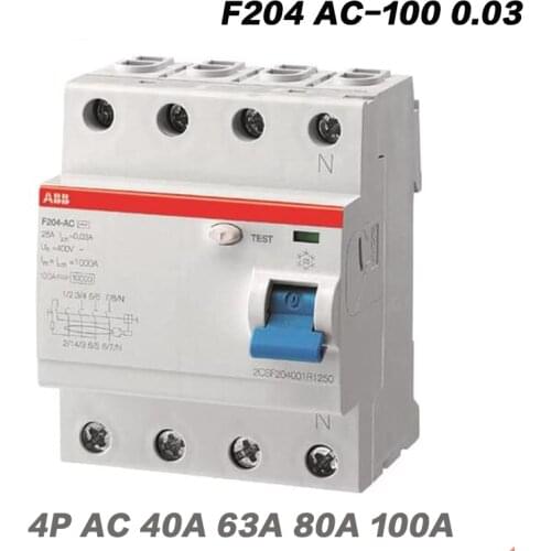 ABB Electric F204 AC-100 0.03 30MA Mini Air Earth Leakage circuit breaker protection switch Residual current operation device