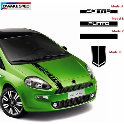 Car Hood Bonnet Stripes Auto Engine Cover Decor Vinyl Decals For-FIAT Punto ABARTH Racing Styling Stickers Exterior Accessories