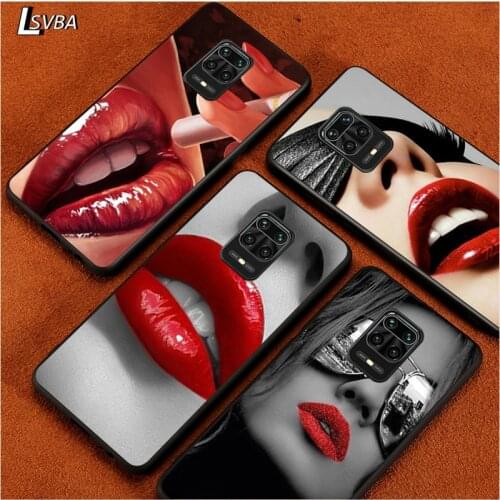 Beauty Red Lips for Redmi K30 K30S K30T K20 10X 9i 9 9A 9C GO 8A 8 7 6 6A 5A 4X S2 Pro Plus Ultra Black Phone Case