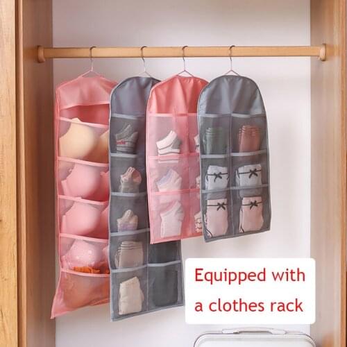 Double-sided Storage Hanging Bag Thick Oxford Cloth Underwear Hanging Storage Bag Wall-mounted Bra Sock Organiser