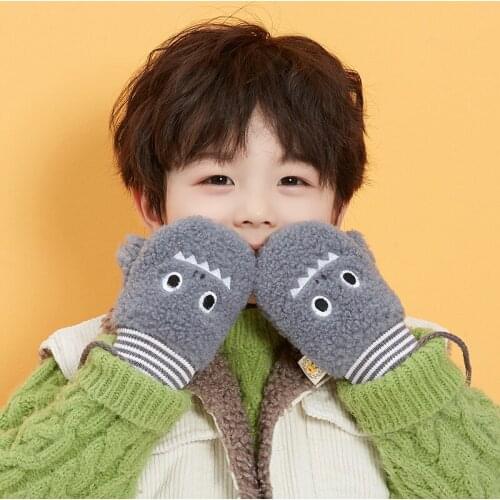 Toddler Baby Girls Fleece Gloves Kids Mittens with String, Cute Cartoon Design Winter Warm Fleece Ski Gloves for Cold Days New