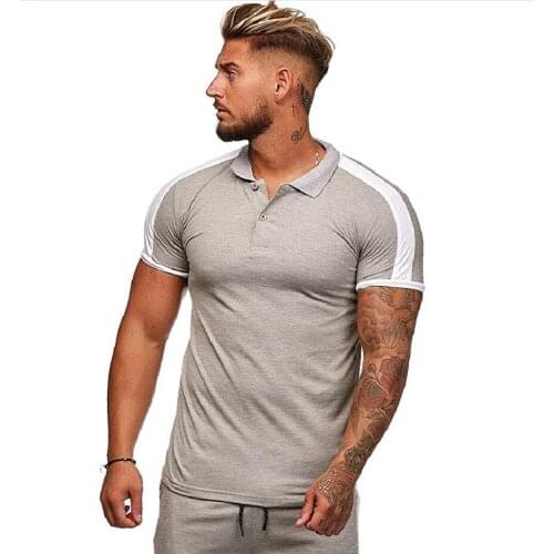 Summer New Style Mens T-Shirt Lapel Casual Short-Sleeved Stitching T-Shirt for Male Solid Color Pullover Tops T-Shirt
