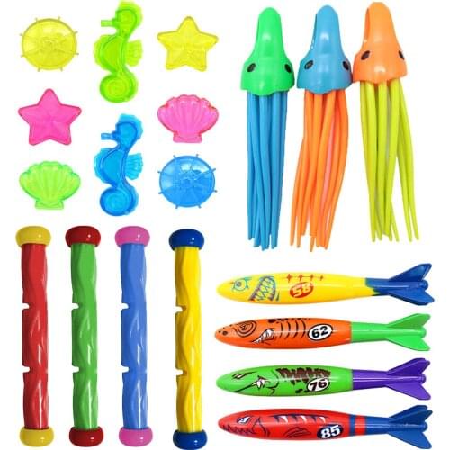 Diving Torpedo Hippocampus Toys Pool Floats Diving Game Summer Children Underwater Dive Stick Play Water Accessories Toy