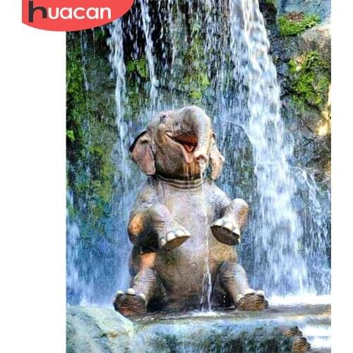 HUACAN DIY Diamond Painting Elephant Full Square/Round Diamond Embroidery Animal 5D Mosaic Waterfall Picture Home Decor Kits