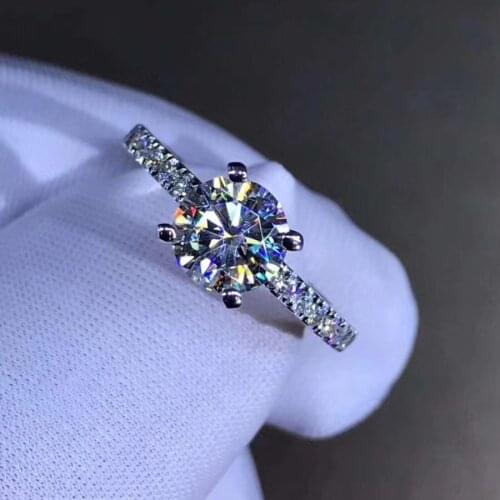 9K White Gold Ring round excellent cut Moissanite Diamond Beautiful Engagement ring Anniversary Gift