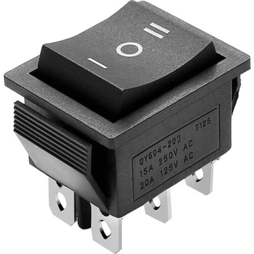 Ship type switch KCD4-203 r since the reset button 2 road 6 foot 3 file three buttons become warped plate black boat switch 15a