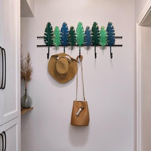 Wrought iron coat hook Entrance shelf Doorway decoration Perforation-free wall coat rack Creative forest European retro Crafts