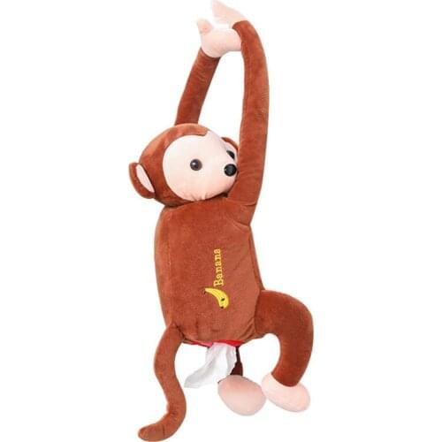Creative Pippi Monkey Tissue Box Car Supplies Tissue Storage Hanging Type Car Seat Back Doll Cartoon Cute