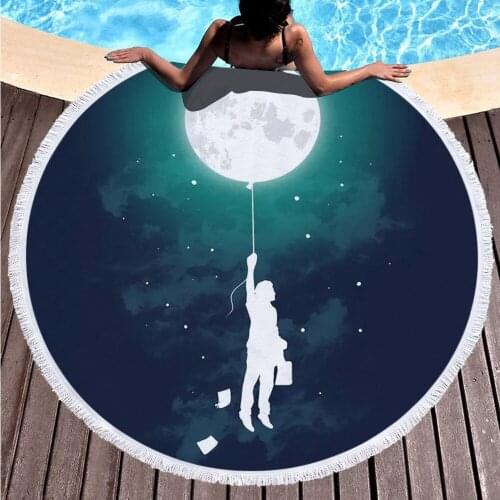 Round Printed Beach Towel, Microfiber Shawl, Beach Towel, Large Size Thick, Quick-drying Bath Towel