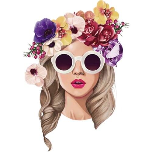 Cool Girl Flower Patch Fashion Diy Tops Appliqued Vinyl Heat Transfer Decor Patch Heat Print By Household Irons