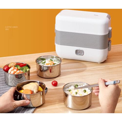 Multifunction Electric Lunch Box Double Stainless Steel Liner Insulation Portable Steam Heat Electric Rice Cooker Office