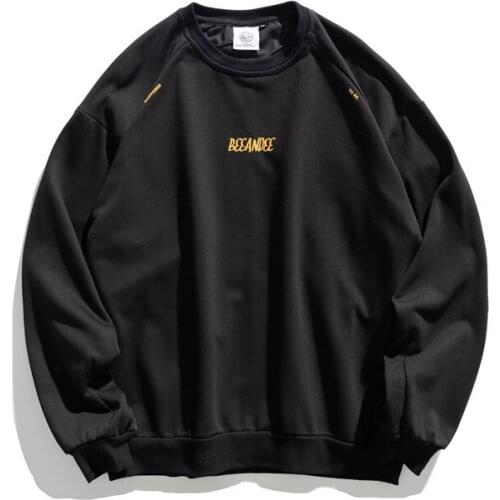 2021 Autumn Winter Mens Sweatshirt Japanese Harajuku Style Retro Round Neck Printed American Casual Color Matching Sweatshirt