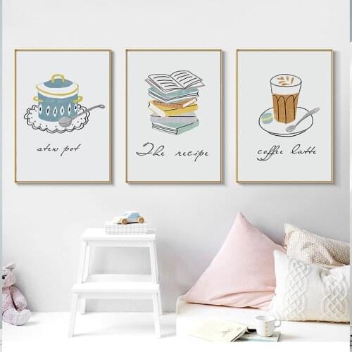 Wall Art Canvas Paintings Cartoon Kitchen Ware Quotes Nordic Style Posters Pictures Printed Modular Home Decor For Restaurant