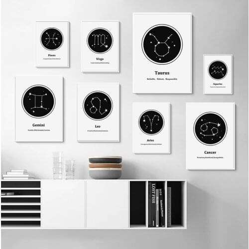 Constellation Poster Geometric Modern Abstract Canvas Painting Wall Art Print Astrology Quotes Picture Living room Decoration