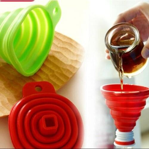 Portable Bar Tools Silicone Funnel Folding Funnel Silicone Gel Practical DIY Collapsible Style Funnel Hopper Kitchen Tool AU336