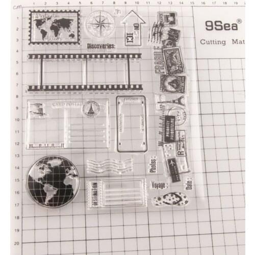 CLEAR STAMP Travel World Map DIY Scrapbook Card Album Paper Craft Silicon Rubber Roller Transparent Stamps