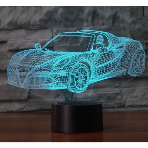 Sport Car LED 3D Lamp Atmosphere RGB USB Night Light For Kids Bedroom Decor Birthday Holiday Gift