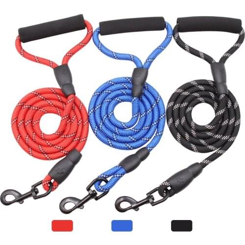 Reflective Large Dog Rope Leash Nylon Walking Dog Round Rope For Dogs Pet Supplies Wholesale Teaching Camping Backyard 1.5M